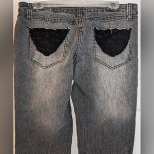 Black Wash No Boundaries Low Rise Denim Jeans With Lace Pocket Detail Size 11